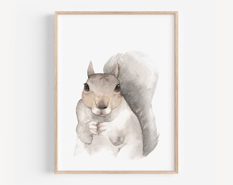 Squirrel Nursery Wall Art, Woodland Nursery Wall Art, Squirrel Nursery Decor, Squirrel Nursery Prints, Gender Neutral Nursery Decor Forest