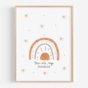 You are my Sunshine Print, Sunshine Nursery Wall Art, Sunshine Nursery Print, Boho Rainbow Nursery Print, sunshine rainbow Nursery Art Print