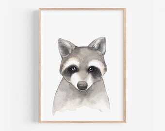 Raccoon Nursery Wall Art, Woodland Nursery Wall Art, Raccoon Nursery Decor, Raccoon Nursery Prints, Gender Neutral Nursery Decor, Boy Girl