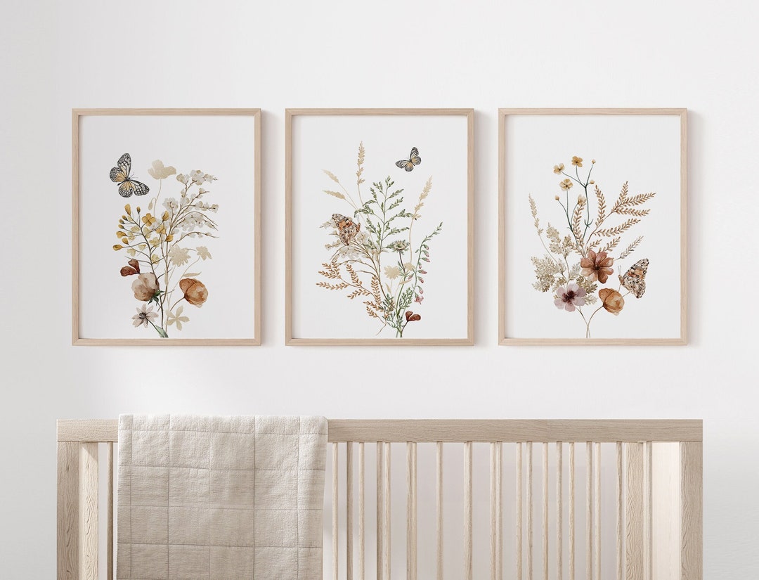 Boho Nursery Wall Art, Floral Nursery Prints, Boho Nursery Decor, Girl ...