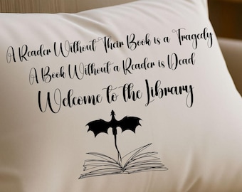 Dark Academia Book Lover Pillow: Literary Quote Library Decor