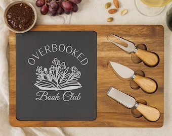 Engraved Book Lover Charcuterie Board Book Club Hostess Gift