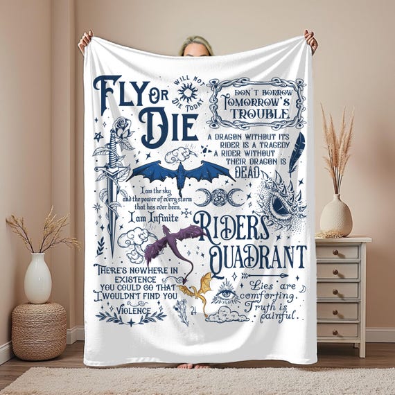 Fourth Wing Book Lover Blanket Reading Nook Throw