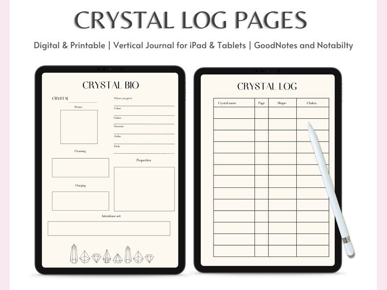 Digital Crystal Journal, Crystal Log Journal, Digital Crystal Workbook