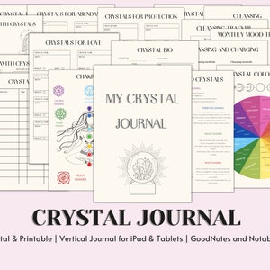 Digital Crystal Journal, Crystal Log-dagboek, Digital Crystal Workbook, Werken met kristallen gids, Digital Crystal Guide, Crystal Journal