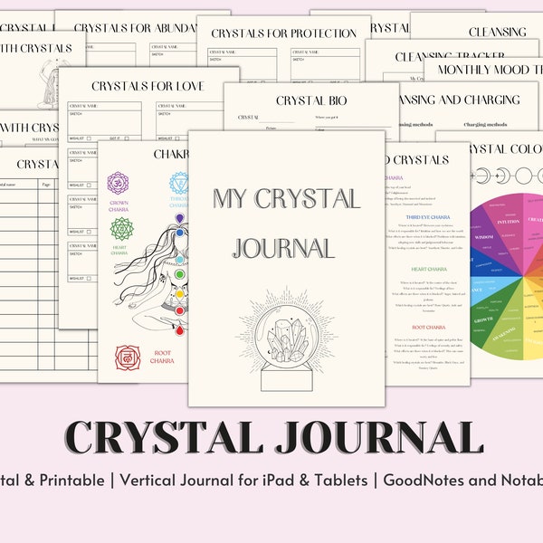 Digital Crystal Journal, Crystal Log Journal, Digital Crystal Workbook, Working with Crystals Guide, Digital Crystal Guide, Crystal Journal