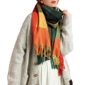 Cashmere Scarf Winter Tassels Shawl Ladies Women Warm Autumn Scarves 200 x 70 cm Rust/Beige