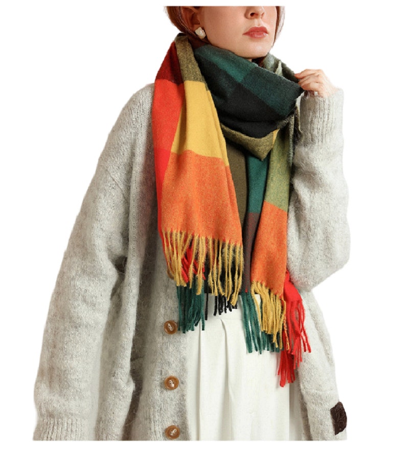 Cashmere Scarf Winter Tassels Shawl Ladies Women Warm Autumn Scarves 200 x 70 cm Rust/Beige