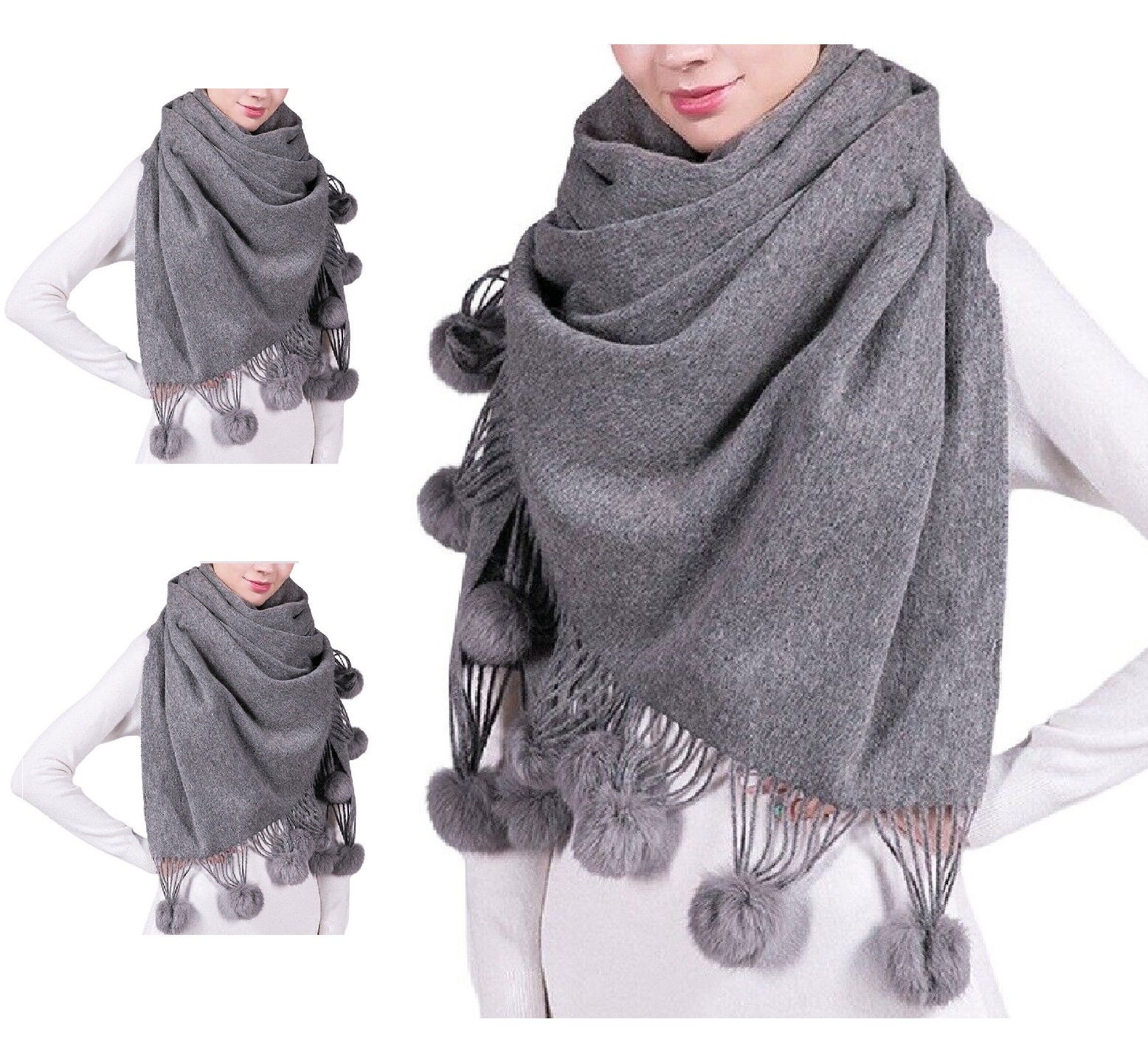 Fashion Lady Faux Wool Scarf Checked Shawl Plaid Wrap Fringe Casual Warm  Outdoor