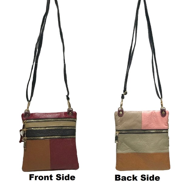 Ladies Leather Messenger Bag 4 Zip Multicolor Hobo Bags Cross Body Work Bag
