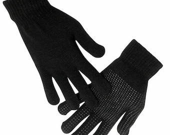 Magic Gripper Gloves Winter Warm Thermal Black Men's & Ladies Grip Gloves UK One Size