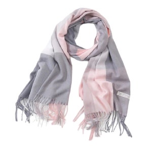 Cashmere Scarf Winter Tassels Shawl Ladies Women Warm Autumn Scarves 200 x 70 cm Grey/Pink