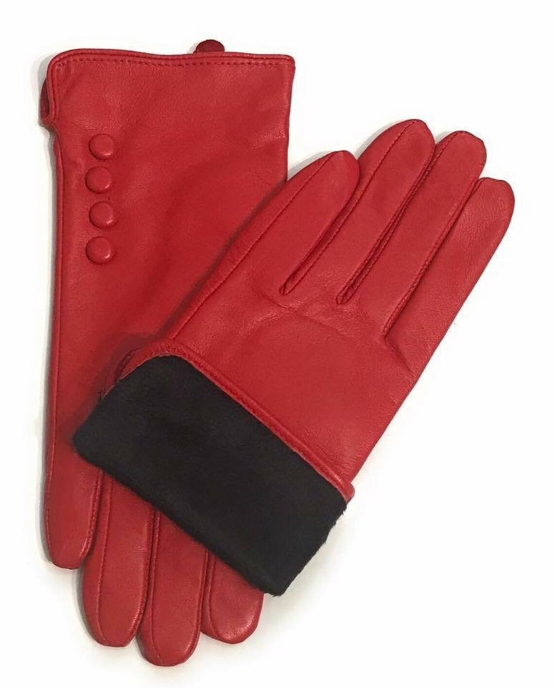 Real Leather Button Gloves Ladies High Quality Winter Gloves Womens