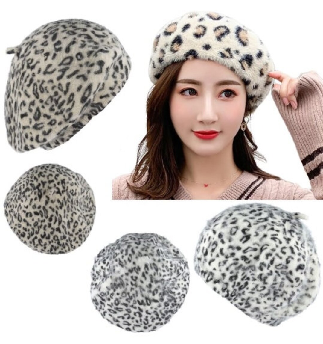 Ladies Angora Beret Leopard Hat 1920's Vintage Style Beret Etsy