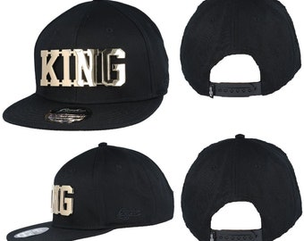 King Cap Metal Snapback Mens Ladies Gold Baseball Cap Hat Hip-Hop Adjustable Cap Adults One Size