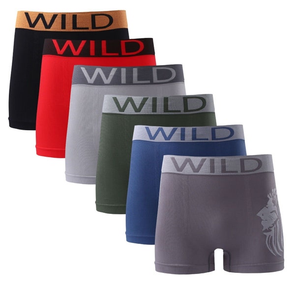 Mens Wild Unterwäsche Shorts Assorted Colors Seamless Boxer Short Baumwolle Stretch Trunks Briefs Unterwäsche Designer Unterhose 3 Paar