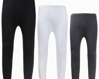 Long Johns Bottoms Mens Thermal Underwear Fleece Lined Leggings Unisex Under Wear Pants