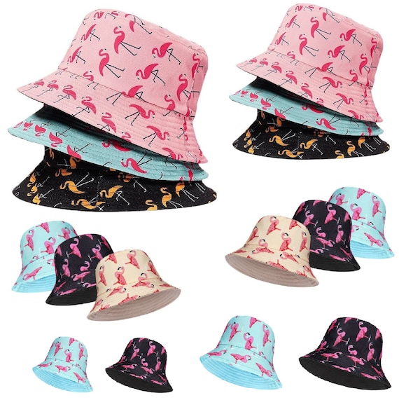 Ladies Bucket Hat Flamingo Print Fisherman Hats Summer