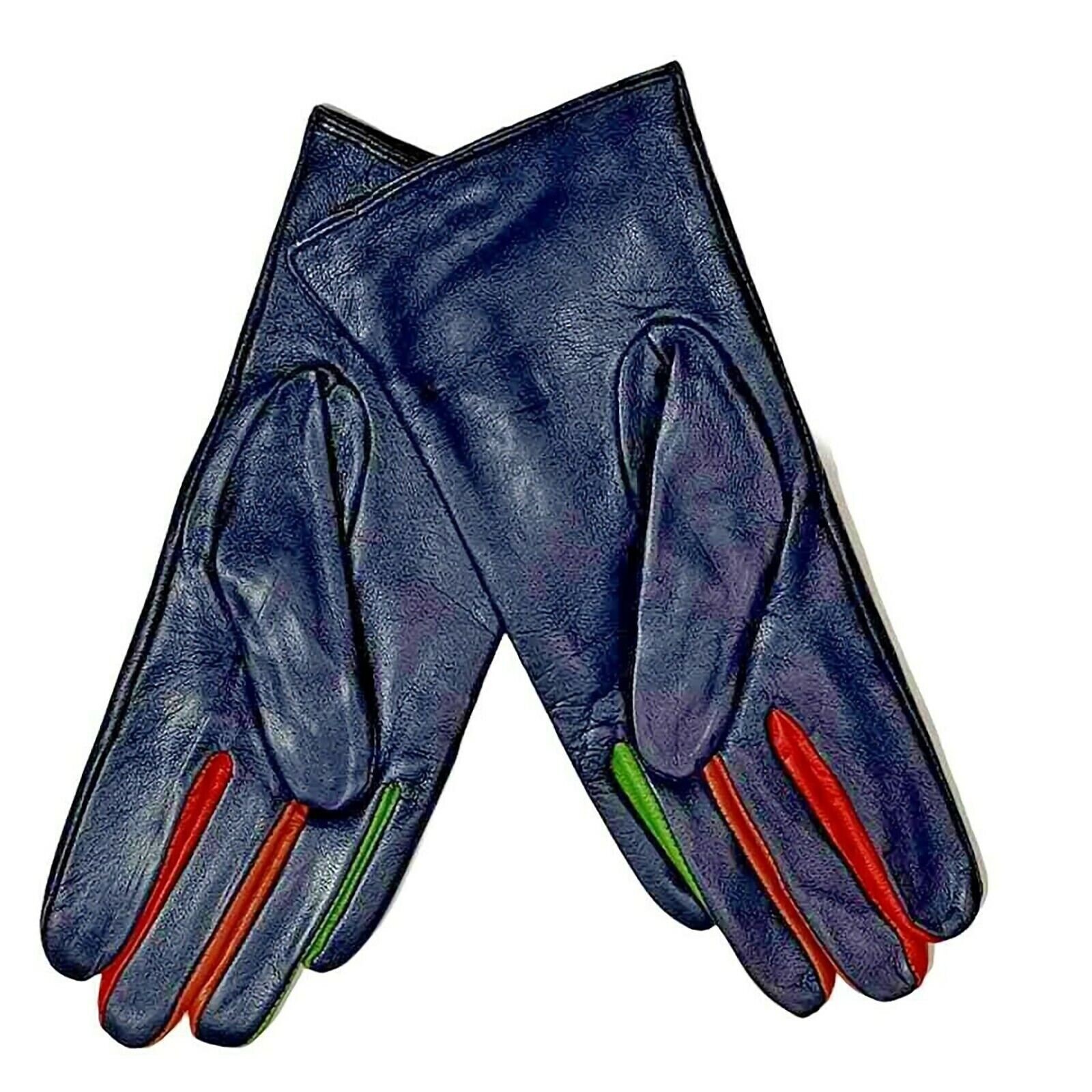 Ladies Leather Gloves Coloured Button Leather Gloves Women's Multi