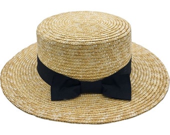 Summer Straw Boater Hat 1920s Rowing Boat Barber Shop Unisex Fancy Dress Party One Size Hats