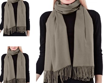 Beige Cashmere Scarf Ladies Wool Blend Shawl Soft Large Thick Warm Luxury Wrap Women's Scarves & Shawls