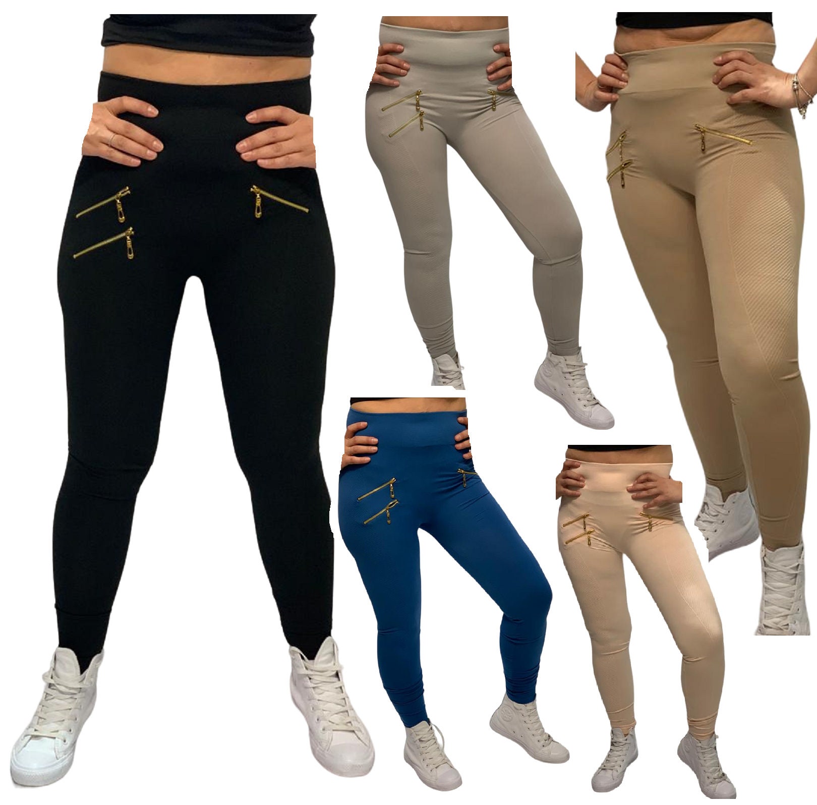 Leggings hasta la rodilla con cremallera/Leggings hasta la rodilla