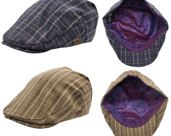 Sommer Schiebermütze mit Gummizug auf der Rückseite Herren Newsboy Baker Boy Herringbone Gatsby Cap Unisex Tweed Country Hat