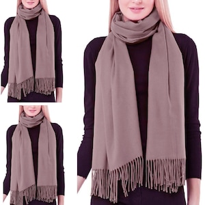 Champagne Cashmere Scarf Ladies Wool Blend Shawl Soft Large Thick Warm Luxury Wrap Women's Scarves & Shawls