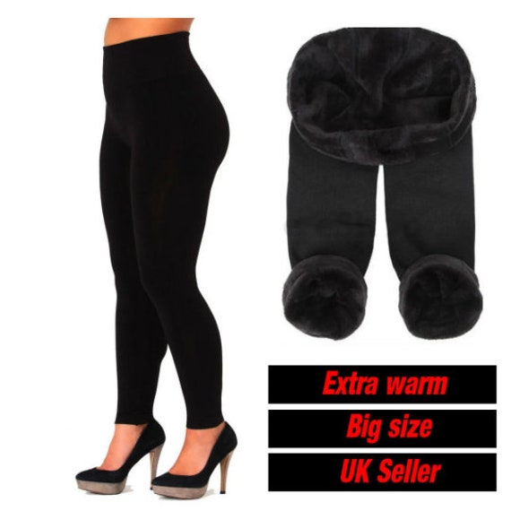 Ladies Thick Fur Fleece Lined Legging Women's Thermal Winter Sports Gym  Trousers Yoga Plus Sizes Legging UK 18-26 