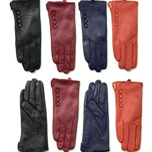 Real Leather Button Gloves Ladies High Quality Winter Gloves Womens Genuine Super Soft Driving Warm Nappa Driving Warm | Real Leather Gloves