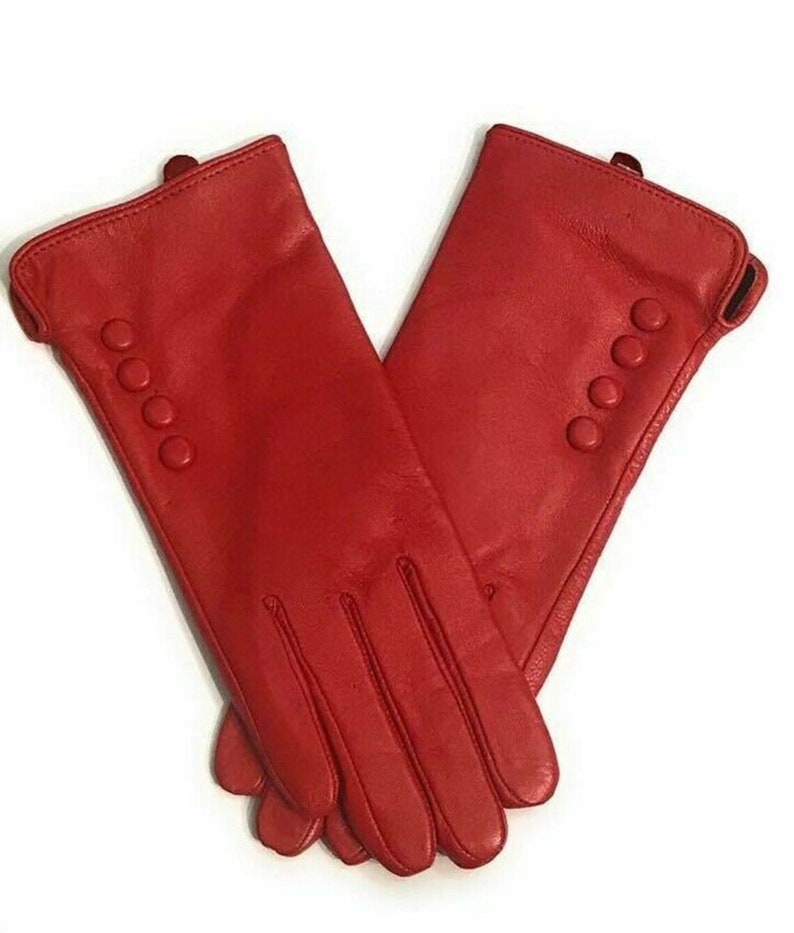 Real Leather Button Gloves Ladies High Quality Winter Gloves Womens