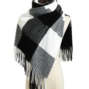 Cashmere Scarf Winter Tassels Shawl Ladies Women Warm Autumn Scarves 200 x 70 cm Black/Charcoal