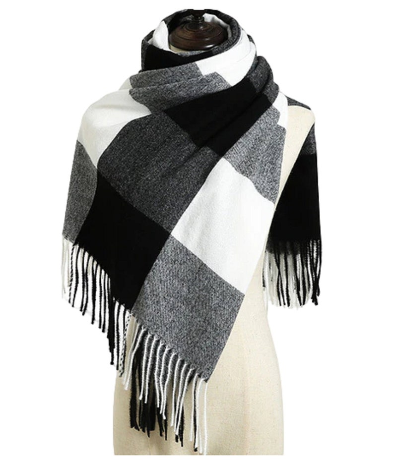 Cashmere Scarf Winter Tassels Shawl Ladies Women Warm Autumn Scarves 200 x 70 cm Black/Charcoal