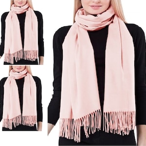 Baby Pink Cashmere Scarf Ladies Wool Blend Shawl Soft Large Thick Warm Luxury Wrap Women's Scarves & Shawls