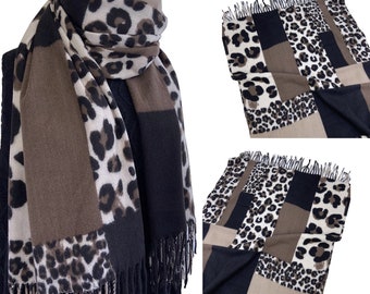 Leopard Mocha Scarf Tassle Shawl Cashmere Stole Animal Women Blanket Large Wrap Ladies Women's Scarves & Shawls