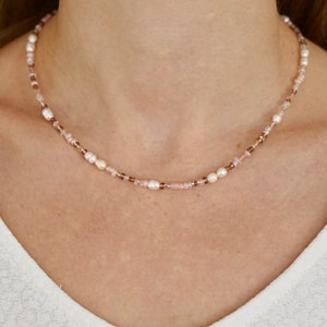 Perlenkette mit Süßwasserperlen / Süßwasserperlen Halskette Bild 4