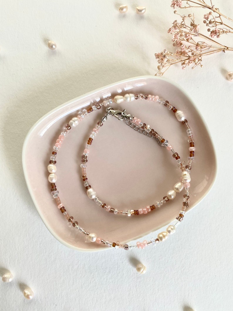 Perlenkette mit Süßwasserperlen / Süßwasserperlen Halskette Bild 7