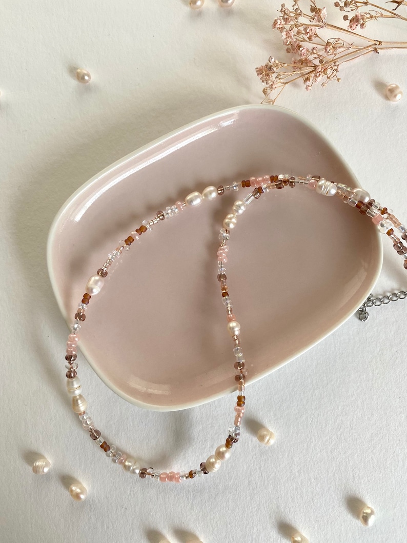 Perlenkette mit Süßwasserperlen / Süßwasserperlen Halskette Bild 2