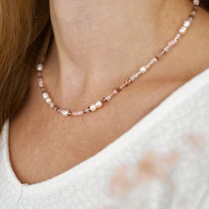 Perlenkette mit Süßwasserperlen / Süßwasserperlen Halskette Bild 1
