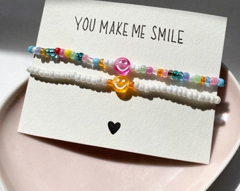 Smiley Armband / Perlenarmband mit Smiley / Buntes Armband / Freundschaftsarmband