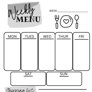 Weekly Menu Planner 8x10 Printable - Etsy