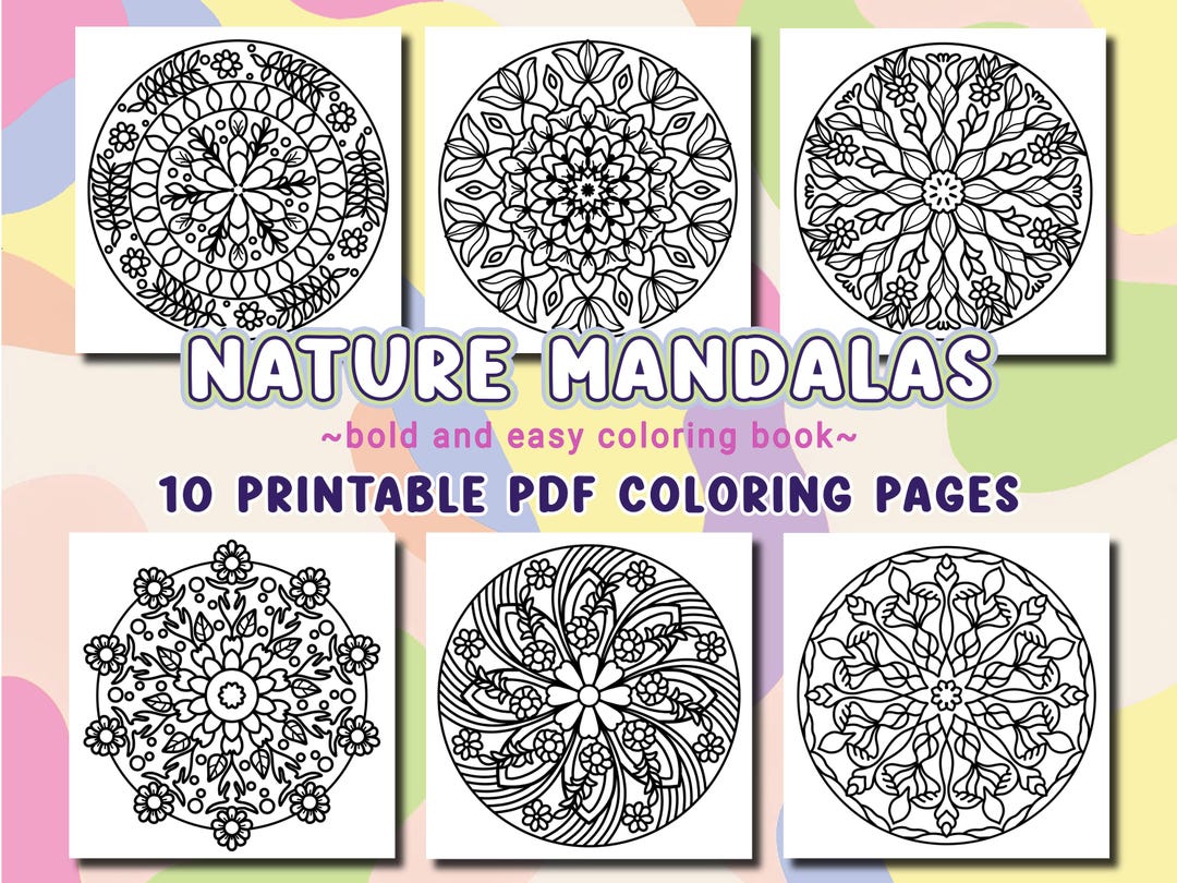 10 Bold and Easy Nature Mandalas Coloring Pages, Printable Colouring ...
