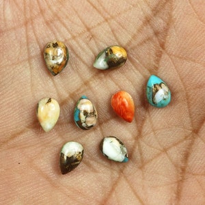 Spiny Oyster Copper Turquoise, Mohave Copper Turquoise, Natural Copper Turquoise, Mojave Turquoise, Calibrated Size, Pear Shape, 4x6mm