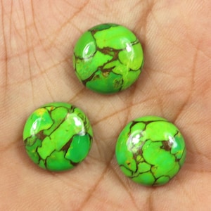Mohave Green Copper Turquoise, Green Copper Cabochon, Round Shape, Natural Mojave Turquoise, Loose Gemstone 12x12mm Calibrated Gemstone