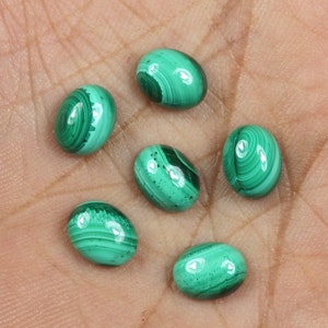 Malachite, Natural Malachite, Oval Cabochon, Green Malachite Stone, 7x9mm, Smooth Malachite Cabs, Loose Malachite, Jewelry Making Gemstone