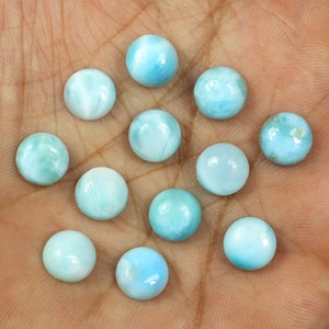 Natürlicher Blauer Larimar Cabochon, Dominikanischer Larimar Edelstein, 9x9mm, RundEr Larimar, AAA Grade Larimar, Kalibrierte Größe, Lockerer Larimar Edelstein