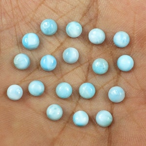 Natürlicher Dominikanischer Larimar, Blauer Larimar Cabochon, 7 x 7 mm, runde Larimar Cabochons, hochwertiger Larimarstein, kalibrierte Größe, lose Larimar Cabochons