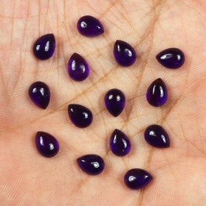 Natural Amethyst, Purple Amethyst Cabochon, Tiny Amethyst, Pear Shape, Calibrated Size, 5x7mm, African Pretty Amethyst, Loose Gemstone