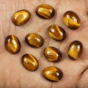Natural Tiger Eye, Oval Gemstone, Golden Tiger Eye Cabochon, 12x16mm, Calibrated Size, Yellow Tiger&#39;s Eye, Jewelry Making Gemstone
