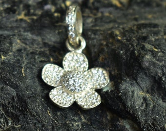 Moissanit Sakura Blumen Anhänger: Sterling Silber Halskette Charm